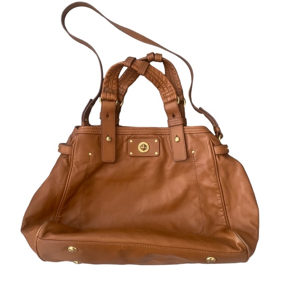 Marc Jacobs Leather Tan Handbag Shoulder Strap Adjustable Removable Turnlock